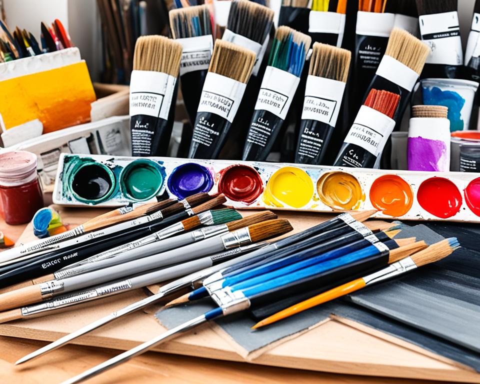 storefront of a local art supply shop, showcasing various art materials and tools in the display windows. A sign on the door invites customers to come in and explore the shop's creative offerings. The shop's interior is filled with shelves lined with paints, brushes, canvases, sketchbooks, and other art essentials. The walls are decorated with inspiring artwork created by local artists. Customers can be seen browsing the aisles, testing out different pens and pencils, and admiring the array of colors available in the paint section. The atmosphere is lively and creative, with friendly staff members assisting customers and offering expert advice on materials and techniques.